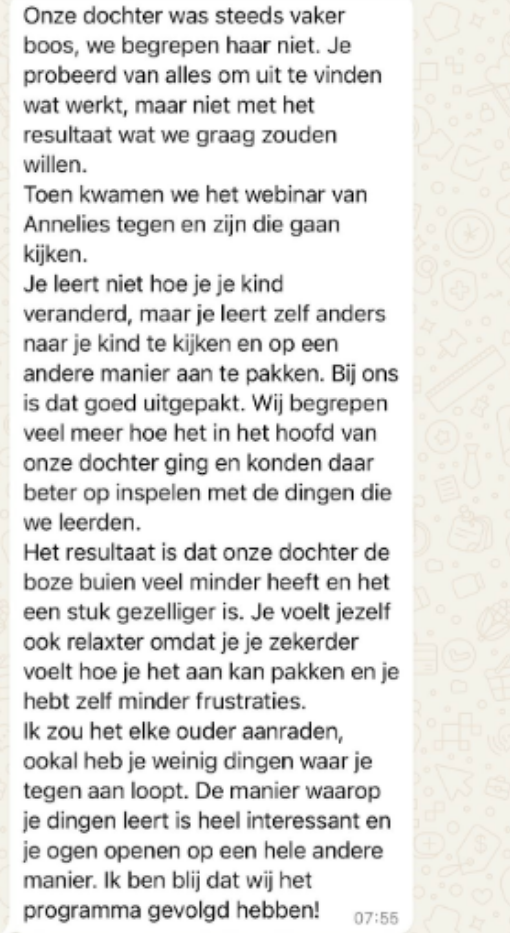 Bericht van een ouder over WOW! Opvoedcoaching (30)