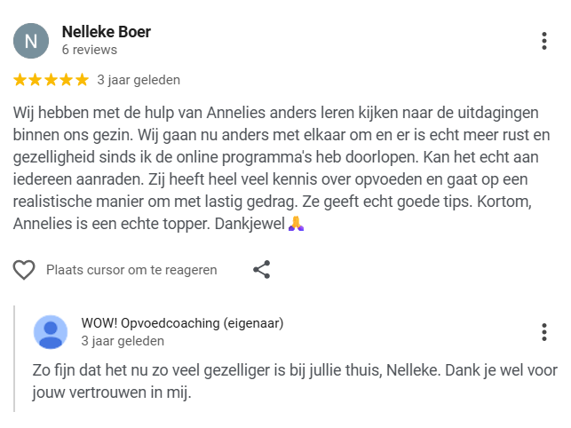 Bericht van een ouder over WOW! Opvoedcoaching (26)
