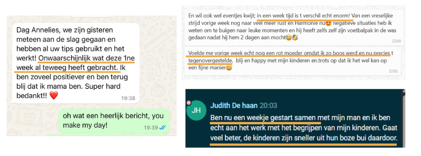 Reviews van ouders na 1 tot 2 weken