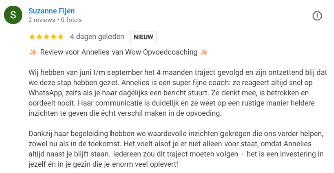 Bericht van een ouder over WOW! Opvoedcoaching (35)
