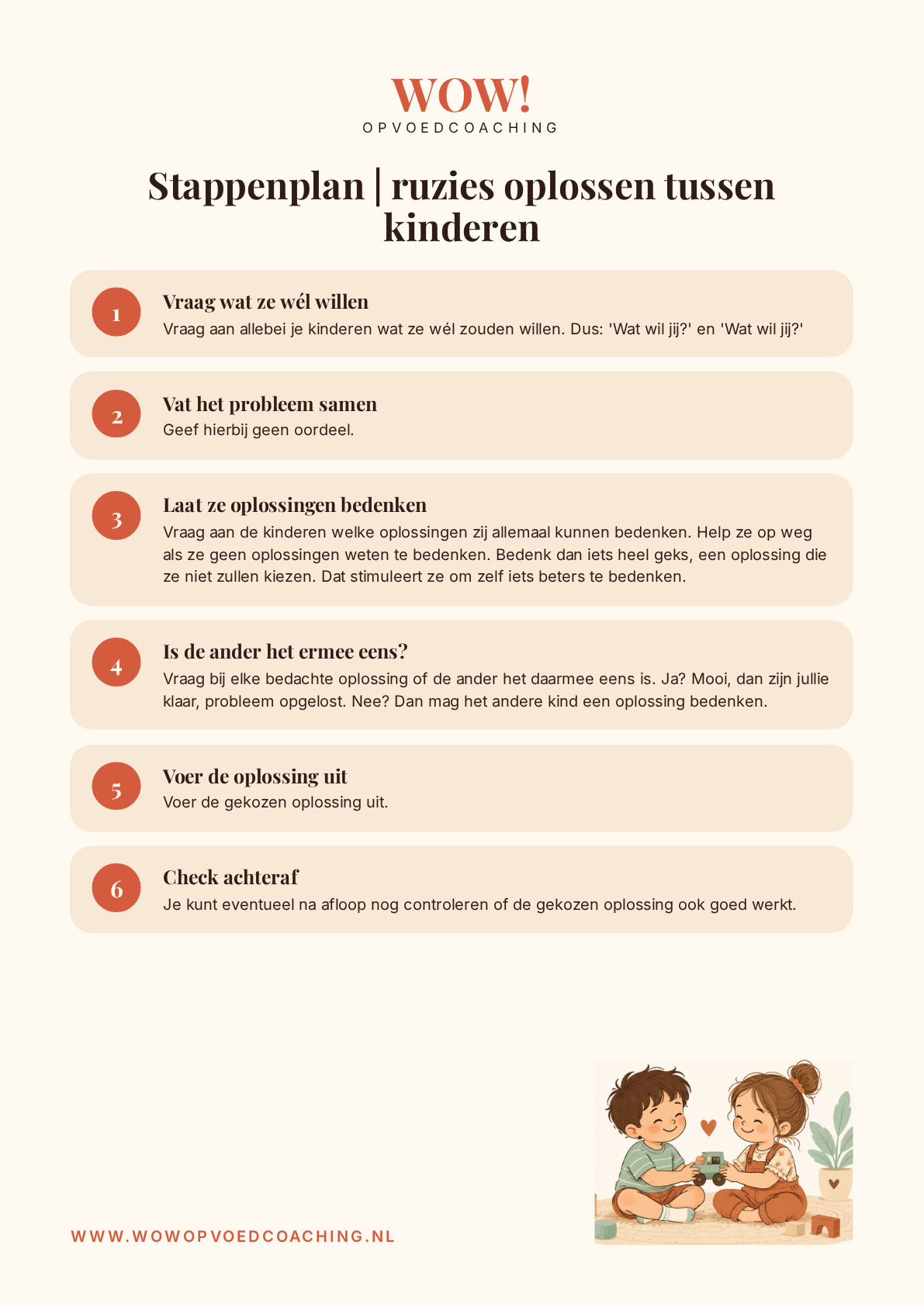 Stappenplan ruzies oplossen tussen kinderen